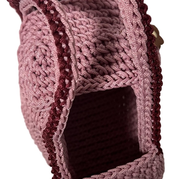 Handmade Pink Half Moon Clutch Handbag - Picture 2 of 5